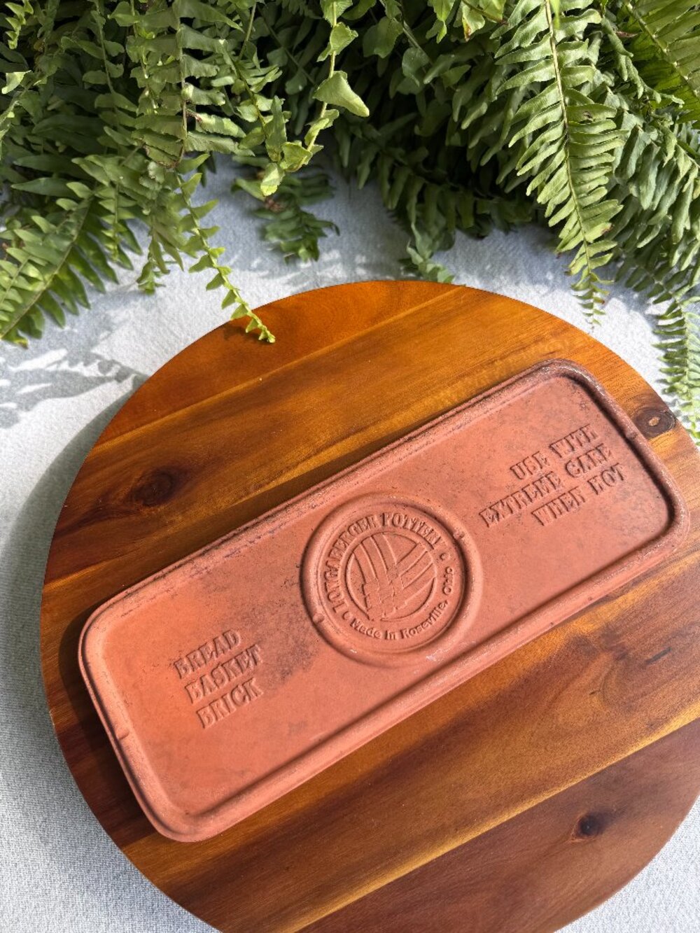 Vintage Longaberger Pottery Bread Basket Brick Warmer - Terracotta Warming Stone